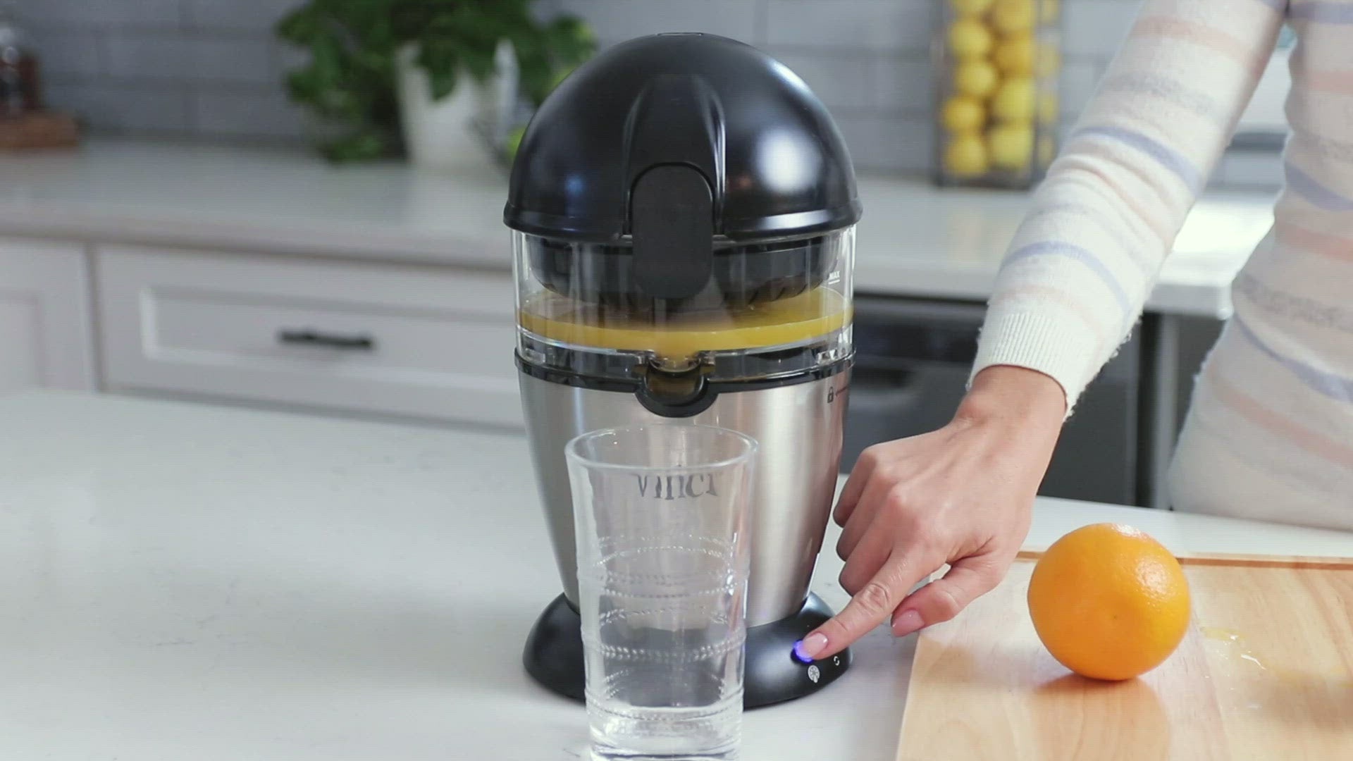 Vinci Hands Free Citrus Juicer Electric Stainless and Black Vinci Housewares