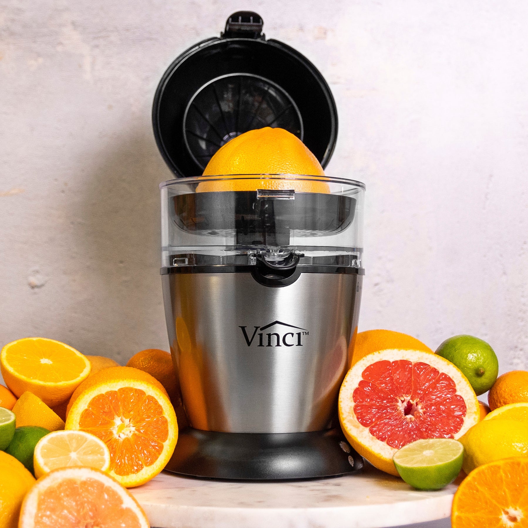 Vinci HandsFree Citrus Juicer, Electric Stainless and Black Vinci